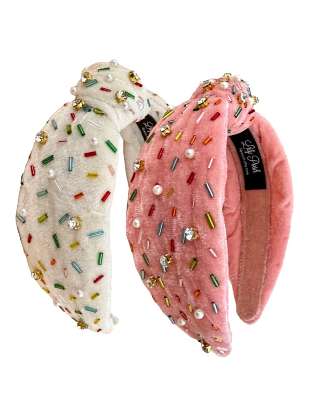 Lily Posh Velvet Sprinkle Headband, Pink Velvet Knot Headband